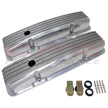 Cfr Performance 1958-86 Chevy Small Block 283-305-327-350-400 Short Polished Aluminum Valve Covers - Full Finned CF54841